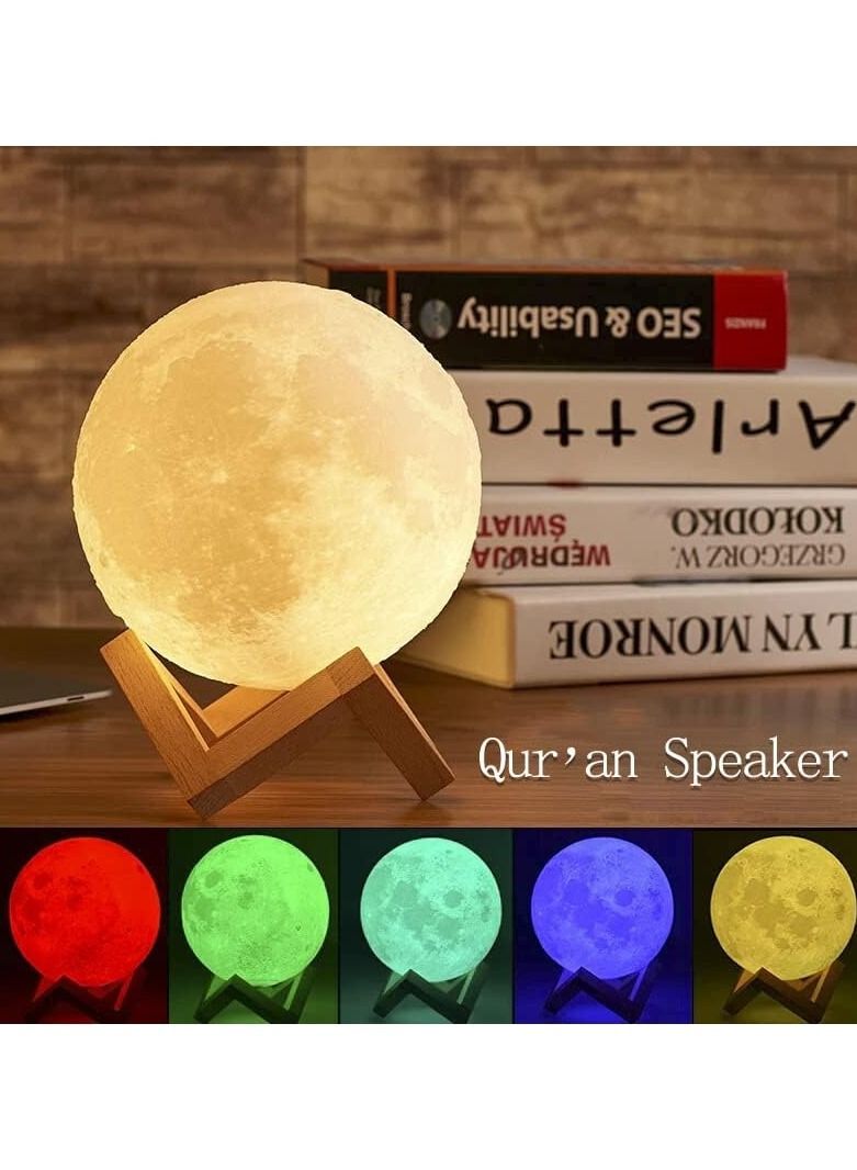 Portable Bluetooth Speaker 4 in 1 Quran Speaker with 16 Colors 3D Print Moon Lamp Night Light Quran Recitations and Song FM Broadcast  - Image 5