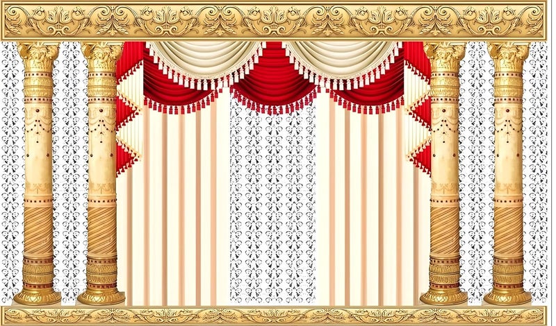 Backdropon ستارة خلفية زخرفية لتزيين خلفية قماش للستارة التقليدية/قماش الستارة لبويا/المهرجان بحجم 5 أقدام ارتفاع و8 أقدام عرض (5 * 8) - Image 1