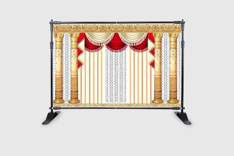 Backdropon ستارة خلفية زخرفية لتزيين خلفية قماش للستارة التقليدية/قماش الستارة لبويا/المهرجان بحجم 5 أقدام ارتفاع و8 أقدام عرض (5 * 8) - Image 2