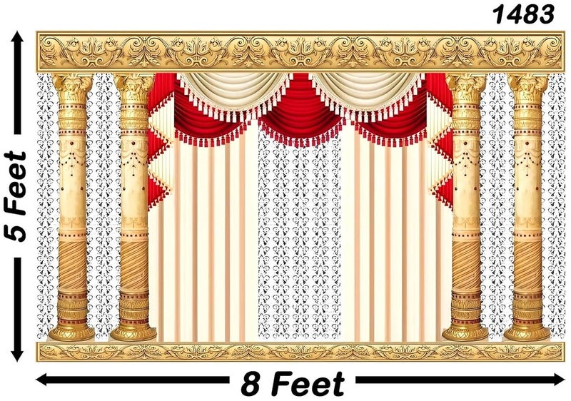 Backdropon ستارة خلفية زخرفية لتزيين خلفية قماش للستارة التقليدية/قماش الستارة لبويا/المهرجان بحجم 5 أقدام ارتفاع و8 أقدام عرض (5 * 8) - Image 3