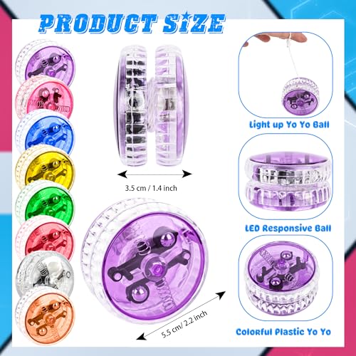 Drayear 24 Pack LED Light Up Yo Yo Glow in The Dark Yo Yos for Beginner Level Birthday Party Favors Classroom Prizes Bulk Toys for Goodie Bags 8 Colors - Image 5