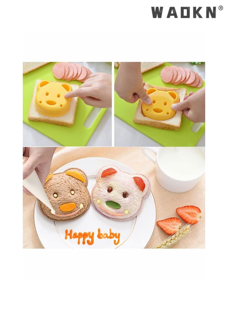 WAOKN 3PCS Cartoon Bear Car Kitty Cat Shape Sandwich Cutter and Sealer Bento Toast Bread Sandwich Mould, Uncrustable Sandwich Mould, Cut and Seal, Lunchbox and Bento Box Food Grade Safety  - Image 5