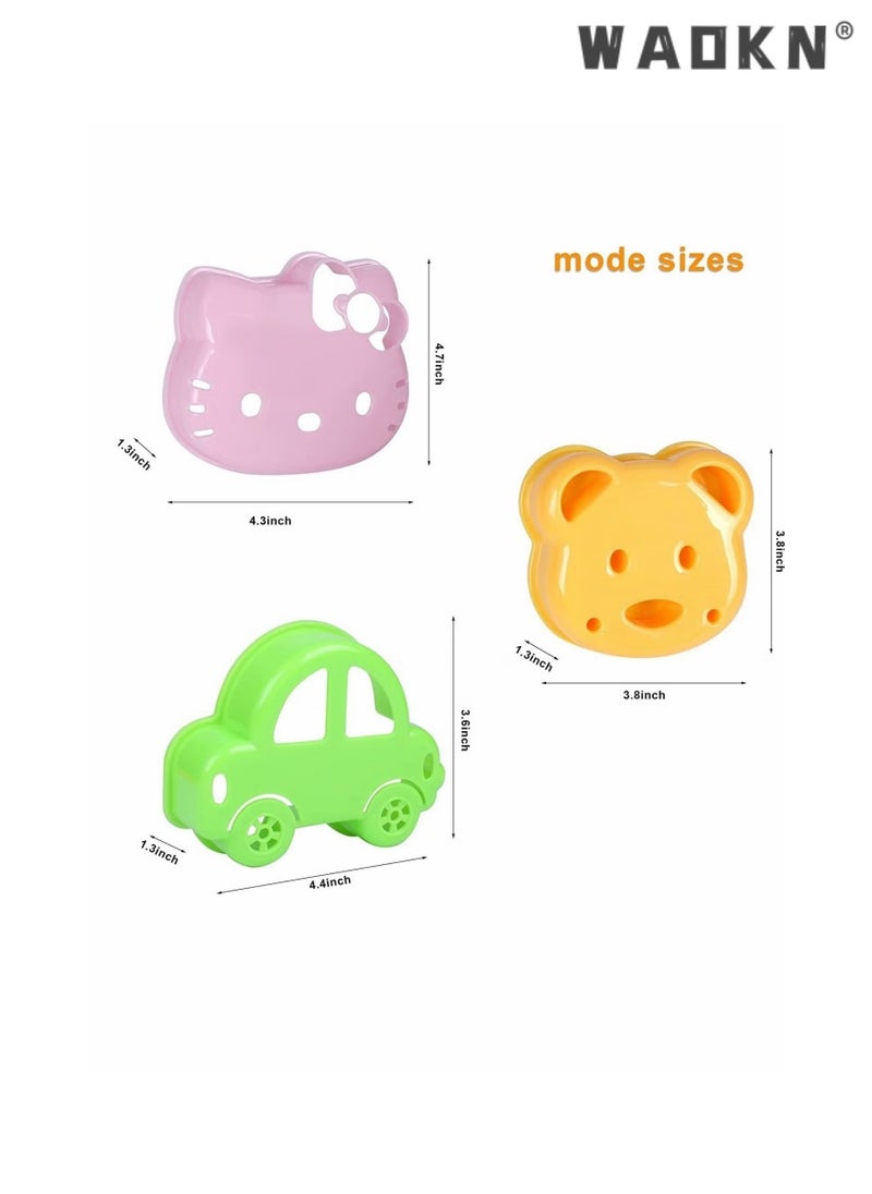 WAOKN 3PCS Cartoon Bear Car Kitty Cat Shape Sandwich Cutter and Sealer Bento Toast Bread Sandwich Mould, Uncrustable Sandwich Mould, Cut and Seal, Lunchbox and Bento Box Food Grade Safety  - Image 4