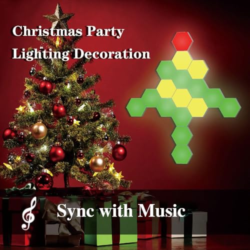 Vcwtty Hexagon Lights Wall Panels, Smart LED Wall Lights with APP, DIY Modular Assembled Music Sync RGB Gaming, Hex Light with USB-Power for Autism, Game Room Decor, Party (6-Pack) - Image 2