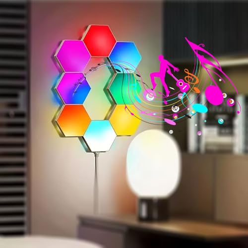 Vcwtty Hexagon Lights Wall Panels, Smart LED Wall Lights with APP, DIY Modular Assembled Music Sync RGB Gaming, Hex Light with USB-Power for Autism, Game Room Decor, Party (6-Pack) - Image 4