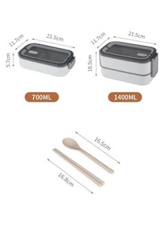 HOOKOR Adult Lunch Box, Leakproof 2 Layer Bento Box with Detachable Divider, BPA Free Box with Utensils, Microwave Safe Meal Prep Container  - Image 2