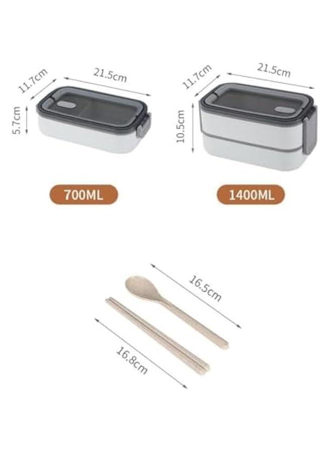 HOOKOR Adult Lunch Box, Leakproof 2 Layer Bento Box with Detachable Divider, BPA Free Box with Utensils, Microwave Safe Meal Prep Container  - Image 2