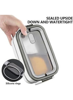 HOOKOR Adult Lunch Box, Leakproof 2 Layer Bento Box with Detachable Divider, BPA Free Box with Utensils, Microwave Safe Meal Prep Container  - Image 4