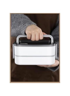 HOOKOR Adult Lunch Box, Leakproof 2 Layer Bento Box with Detachable Divider, BPA Free Box with Utensils, Microwave Safe Meal Prep Container  - Image 5