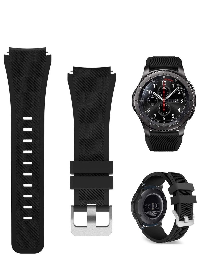 ELTRAZONE Strap for Huawei GT/Huawei GT 2 (46mm) Watch Band/Huawei Watch GT2 Pro Strap/Samsung Galaxy Watch 46mm / Galaxy Watch 3 45mm, 22mm Silicone Straps Watch Band (Black)  - Image 1