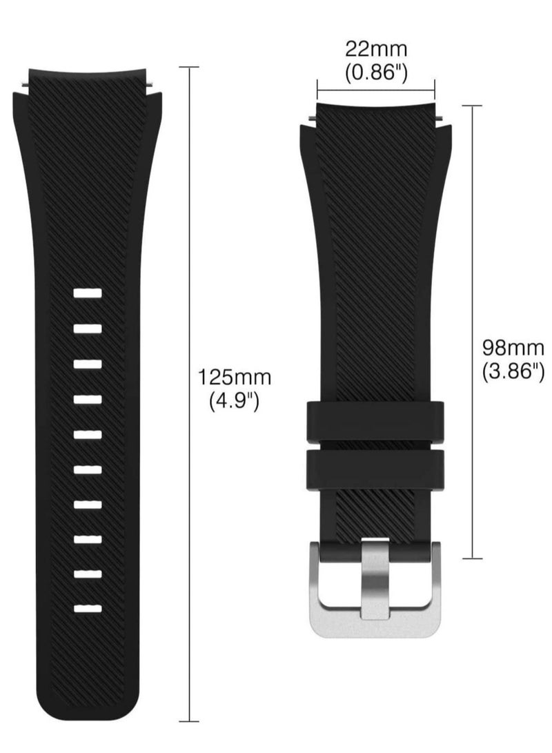ELTRAZONE Strap for Huawei GT/Huawei GT 2 (46mm) Watch Band/Huawei Watch GT2 Pro Strap/Samsung Galaxy Watch 46mm / Galaxy Watch 3 45mm, 22mm Silicone Straps Watch Band (Black)  - Image 2