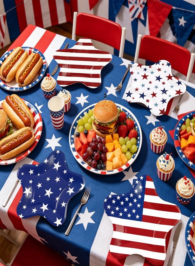 KFJBPB 40 Pack 4th of July Paper Plates 9 inch, Patriotic Red Blue Star Stripe Party Plates Disposable Cake Plate Dessert Plates Dinner Plates for Memorial Day Party Supplies (Star) - Image 5