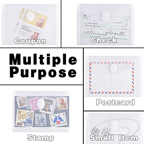 Anseal 24 Pack 5 x 7 Coupon Receipt Check Holder, Small Clear Plastic Envelope with Hoop & Loop Closure, Stamp and Die Storage Pockets for Cutting Dies Stencil Stamp Crafts - Image 5