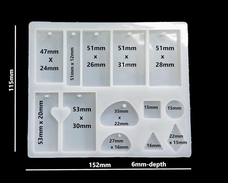 Snoogg SNOOGG Epoxy Resin Art Mould Set, Molds, Jewelry Casting Mould Pendant Earrings DIY Making Tool. 13 Cavaties with 10 Nos of Gold Color Key Chain Ring.  - Image 2