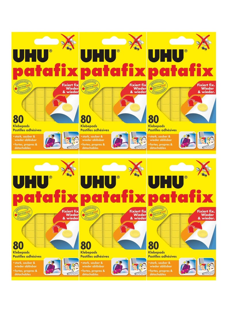 UHU 6 عبوات من لاصق باتافكس القابل لإعادة الاستخدام باللون الأصفر - Image 1