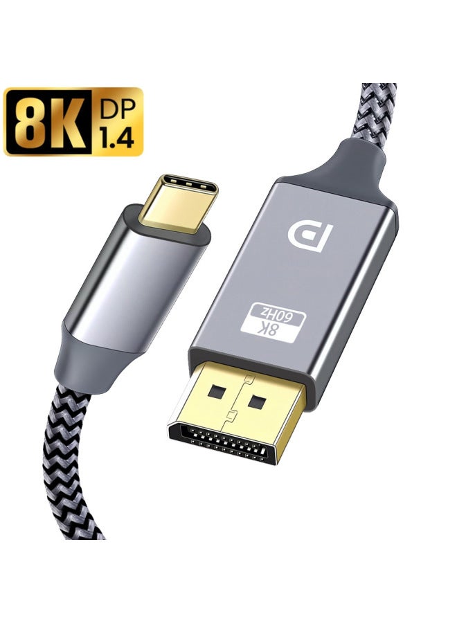 1.8 M USB-C To DP1.4 8K60Hz Adapter Notebook Connection Displayport Display-Color:Gray - Image 2