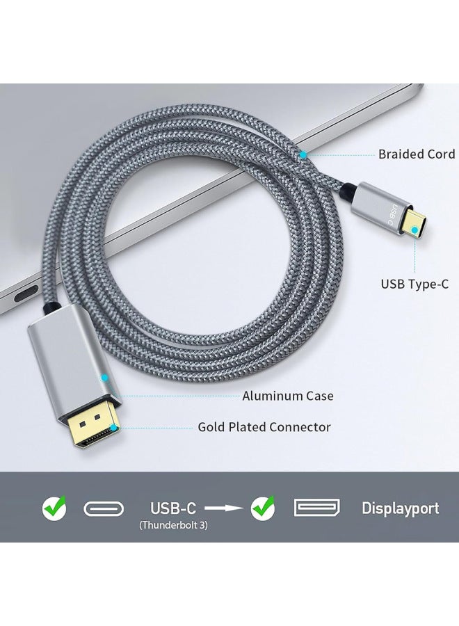 1.8 M USB-C To DP1.4 8K60Hz Adapter Notebook Connection Displayport Display-Color:Gray - Image 5