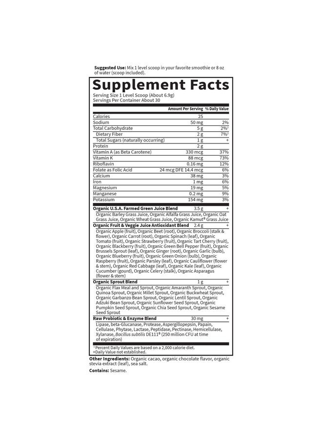 Garden of Life Raw Organic Perfect Food Green Superfood Juiced Greens Powder - Chocolate, 30 Servings (Packaging May Vary) - Image 4