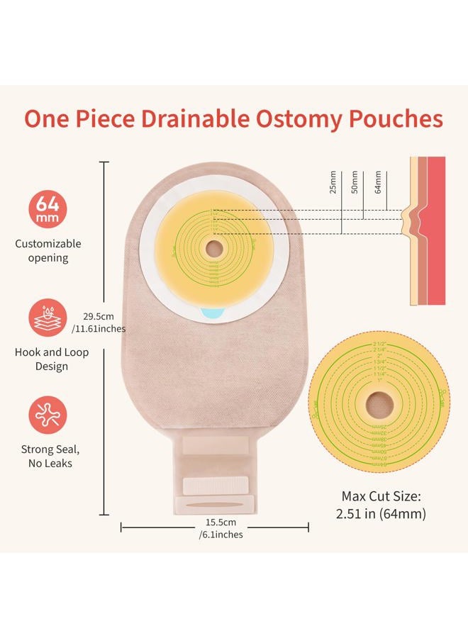 DERAYMI 30PCS Colostomy Bags, Ostomy Supplies, One Piece Drainable Ostomy Pouches with Clamp Closure for Ileostomy Stoma Care, 15 mm-64 mm Cut to Fit - Image 3