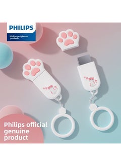 Generic Philips U Disk Large Capacity Type-c Adapter Cat Claw Cute Leather Case Male And Female Student Computer Car Universal-Color:Philips U Disk + Cat Claw Leather Case-Capacity:8GB  - Image 1