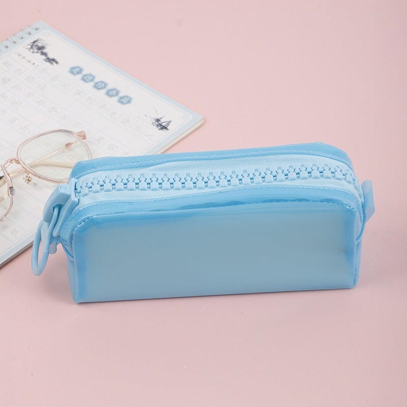 PVC Transparent Pencil Case for Girls, Large Capacity, Unique Design, School Supplies