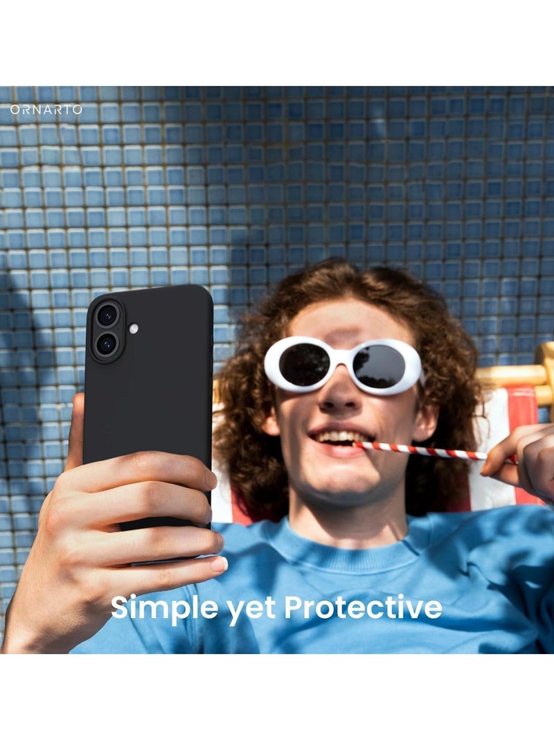 MUNTAQI Premium Soft Liquid Silicone Case for iPhone 16 – Silky and Soft Touch Series Full-Body Protective Bumper (Black) - Image 5