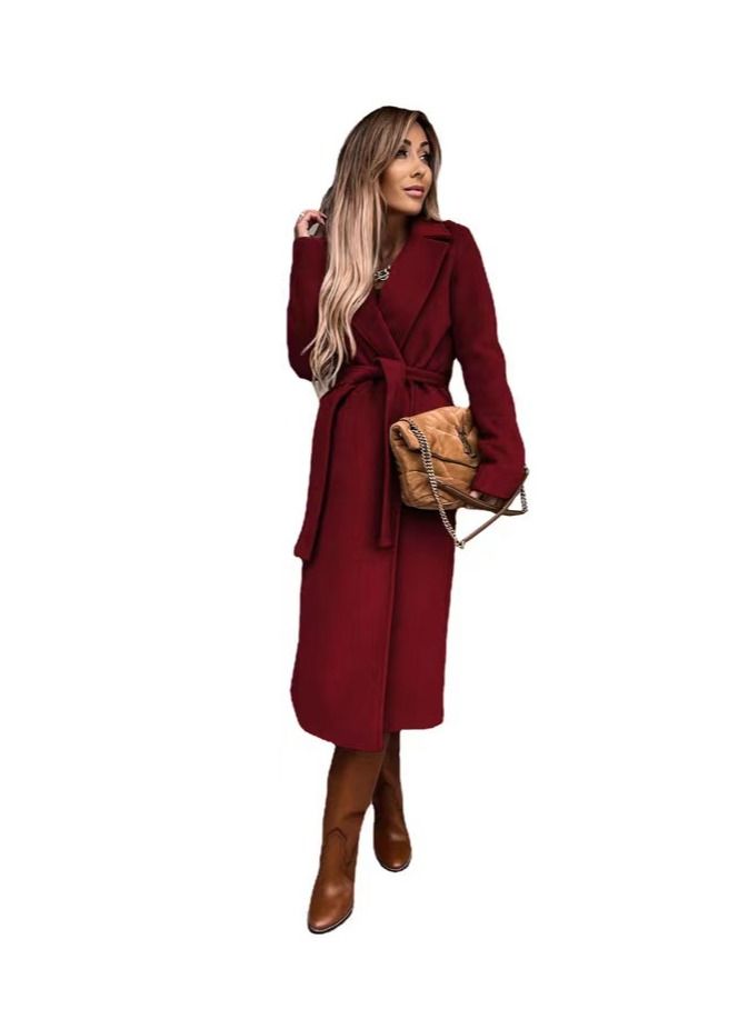 Loquat Fashion Simple Lace-up Trench Overcoat 