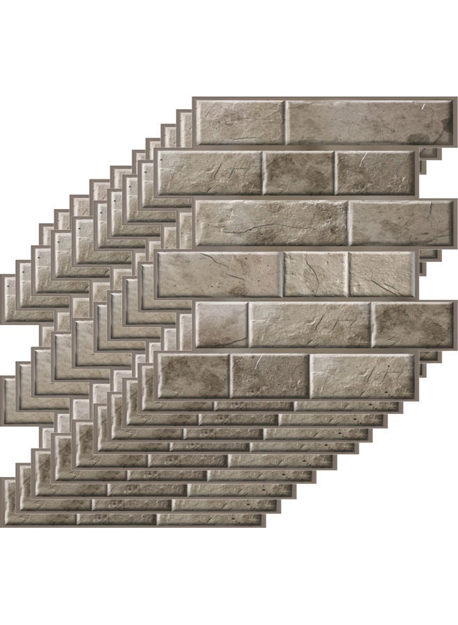 ورق حائط ذاتيّ اللّصق بطبعة ثلاثيّة الأبعاد لأحجار طوب رمادي 32.00x3.00x32.00سم