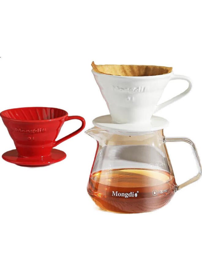 Mongdio Ceramic V60 Coffee Filter Cup Hand Drip Coffee Filter 01 Red - Image 1