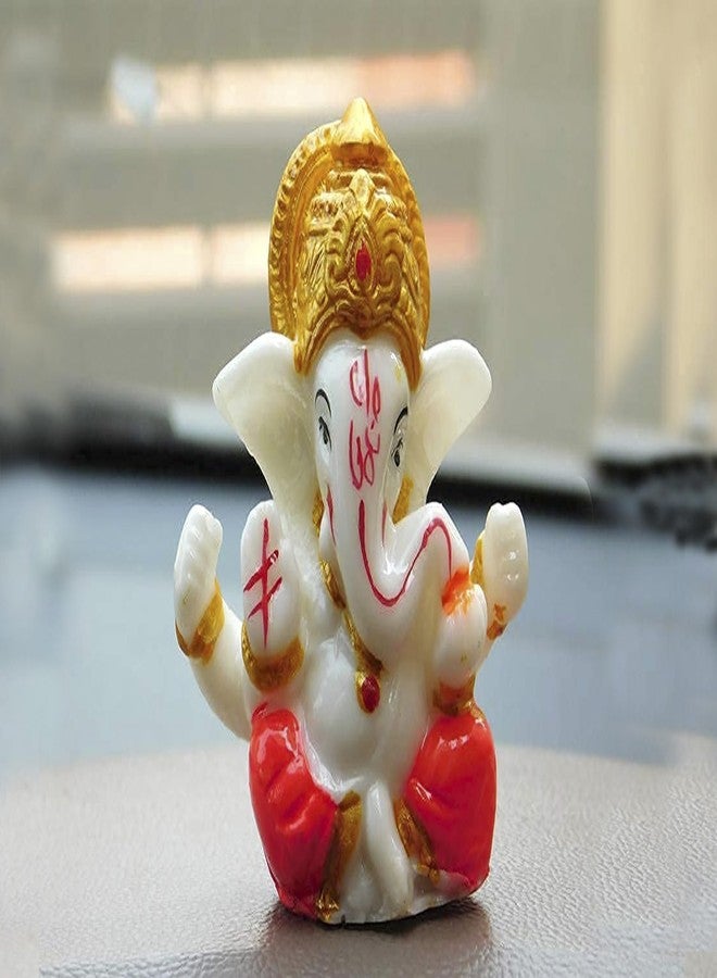 NRSON® Polyresin Meditating Lord Ganesha Idols for Home Decor, car Dashboard, Car Dashboard Ganesha 2.3 x 2.3 Inch 3 cm,[Multicolour] - Image 1