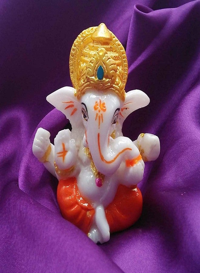 NRSON® Polyresin Meditating Lord Ganesha Idols for Home Decor, car Dashboard, Car Dashboard Ganesha 2.3 x 2.3 Inch 3 cm,[Multicolour] - Image 4
