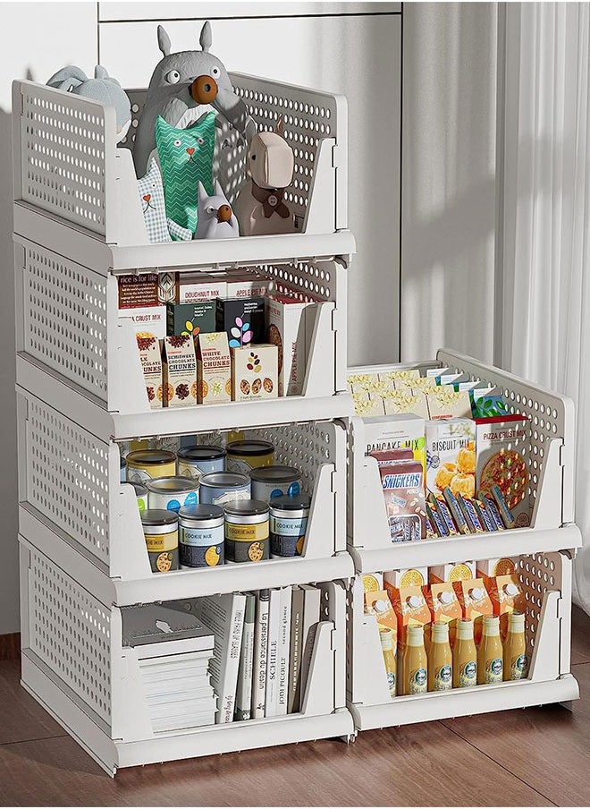 GoldenLike - Storage Basket Stackable Closet Organizer and Storage Bins Folding Clothes Storage Box 6 Pack-Drawer Shelf Storage Container for Wardrobe Cupboard Kitchen Bathroom Office - Image 1