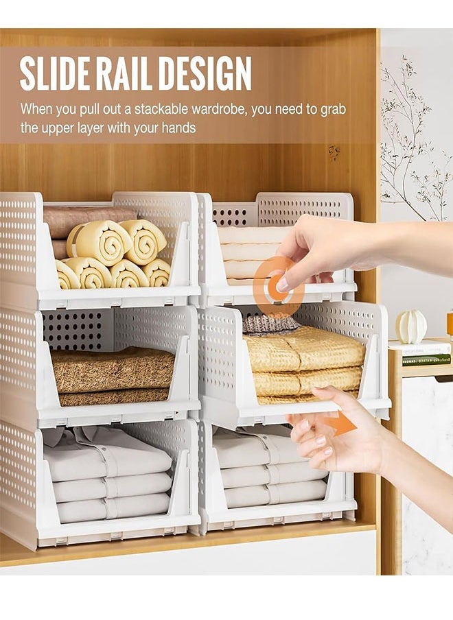 GoldenLike - Storage Basket Stackable Closet Organizer and Storage Bins Folding Clothes Storage Box 6 Pack-Drawer Shelf Storage Container for Wardrobe Cupboard Kitchen Bathroom Office - Image 1