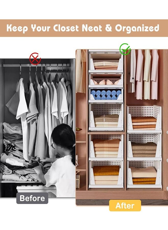GoldenLike - Storage Basket Stackable Closet Organizer and Storage Bins Folding Clothes Storage Box 6 Pack-Drawer Shelf Storage Container for Wardrobe Cupboard Kitchen Bathroom Office - Image 1