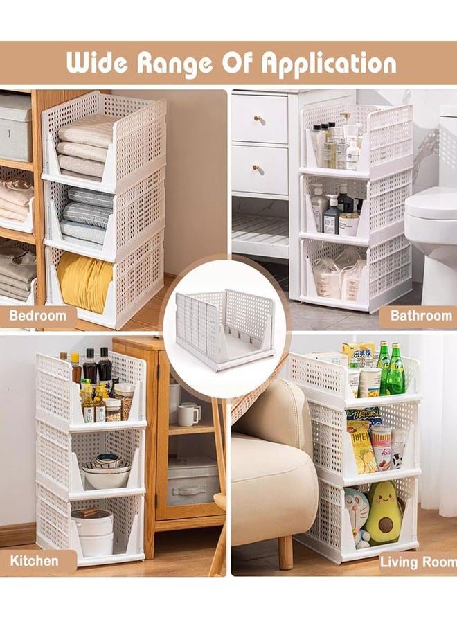 GoldenLike - Storage Basket Stackable Closet Organizer and Storage Bins Folding Clothes Storage Box 6 Pack-Drawer Shelf Storage Container for Wardrobe Cupboard Kitchen Bathroom Office - Image 1