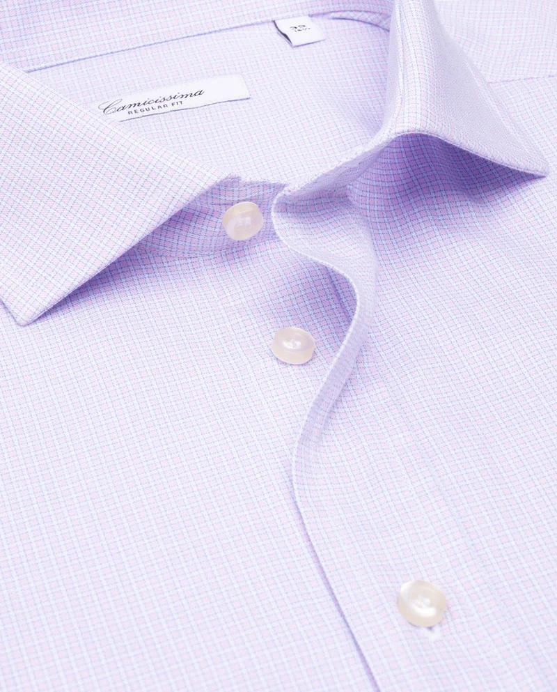 كاميتشسما Cheked Pink Fancy Twill Regular Shirt
