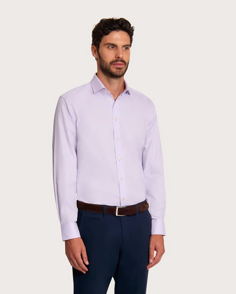 كاميتشسما Cheked Pink Fancy Twill Regular Shirt