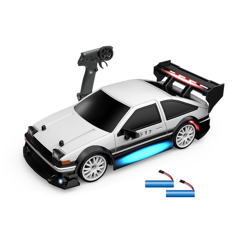2.4GHz Remote Control Drift Car 1:24 10-15KM/H High Speed Drift Remote-controlled 4WD Vehicle with With Front Lights, Bottom Lights, Tail Wing Lights/ Replaceable Wheels 2 Battery - Image 1