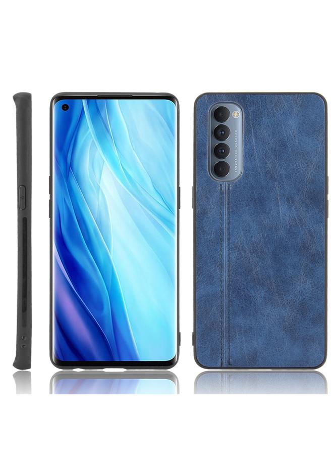 اس-توب جراب لهاتف Oppo Reno4 Pro 4G مقاوم للصدمات بنمط جلد البقر المخيط من مادة PC + PU + TPU - Image 1