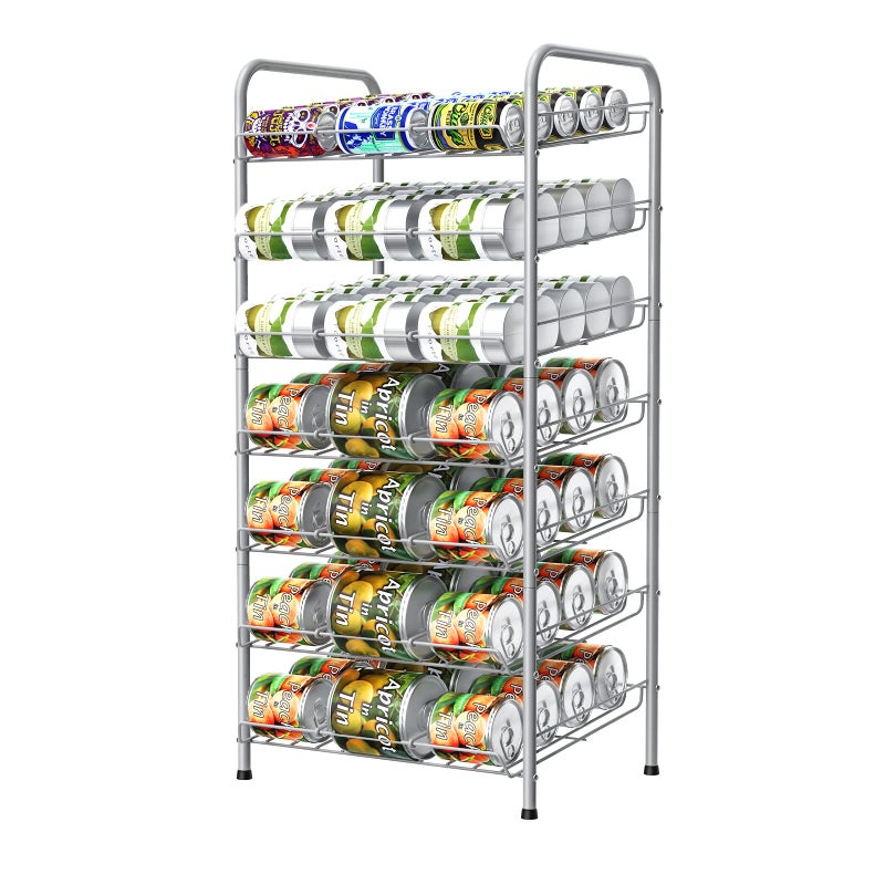 Vrisa Can Organizer for Pantry 7tier Can Organizer Can Good Organizer for Pantry Shelf Holds up to 84 Cans Can Rack Dispenser for Pantry Kitchen Cabinet Silver