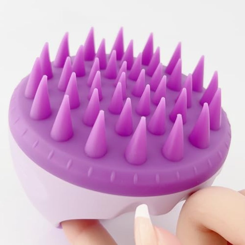 2-Pack Silicone Scalp Massager Shampoo Brush Dandruff Removal and Hair Growth Tool for Wet or Dry Hair, Pink and Purple - Image 4