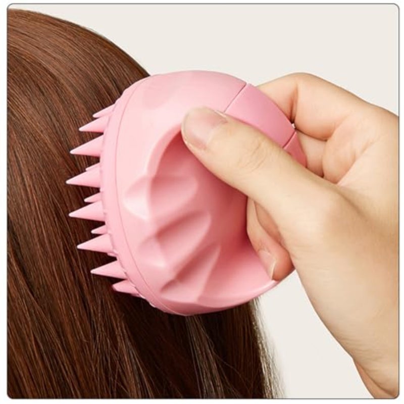 2-Pack Silicone Scalp Massager Shampoo Brush Dandruff Removal and Hair Growth Tool for Wet or Dry Hair, Pink and Purple - Image 2