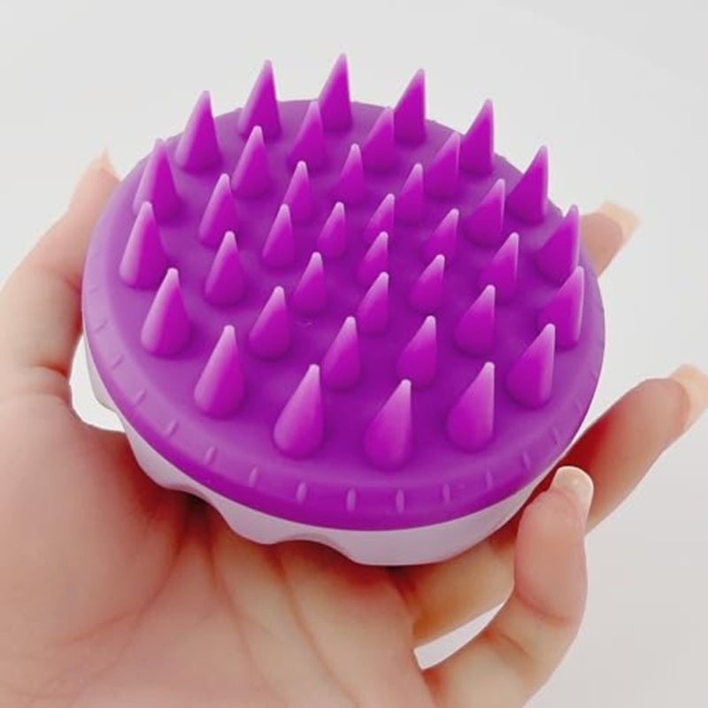 2-Pack Silicone Scalp Massager Shampoo Brush Dandruff Removal and Hair Growth Tool for Wet or Dry Hair, Pink and Purple - Image 5