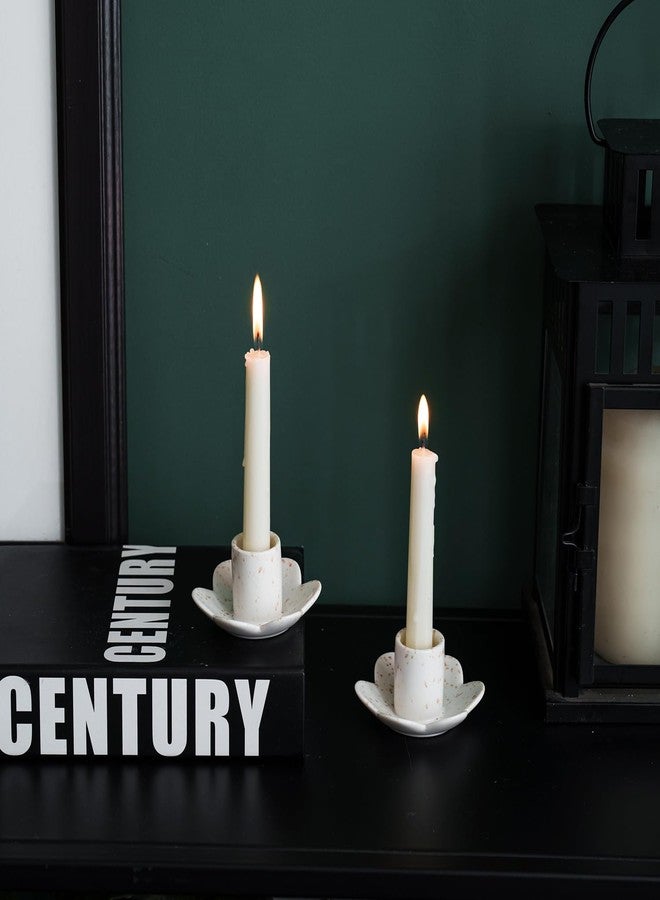 VIRFONOR Ceramic Taper Candle Holders,Vintage Candlestick Holder forHome Wedding Party Decor Dining Table Centerpiece, Housewarming Gifts,Pack of 2 (Flower shape) - Image 5