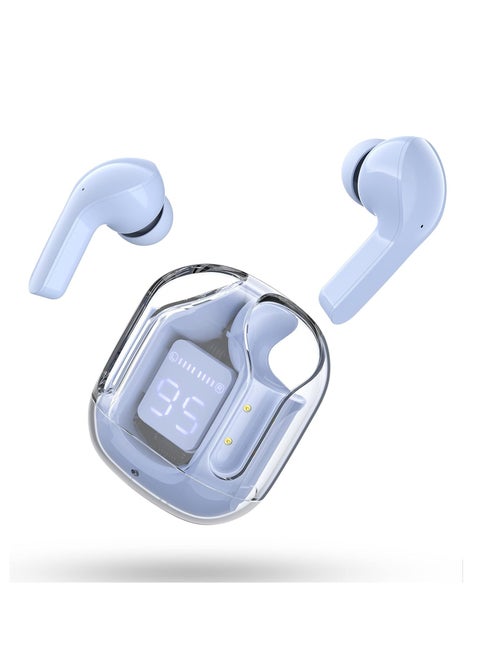T6 Wireless Earbuds, Bluetooth Headphones with ENC Noise Canceling Translucent Earphones, HiFi Dual Stereo Microphone Mini in-Ear Earbuds with Charging Case and LED Digital Display