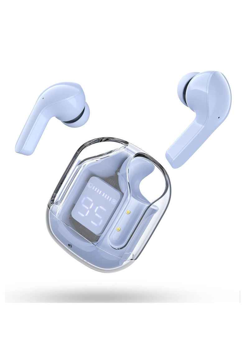 T6 Wireless Earbuds, Bluetooth Headphones with ENC Noise Canceling Translucent Earphones, HiFi Dual Stereo Microphone Mini in-Ear Earbuds with Charging Case and LED Digital Display