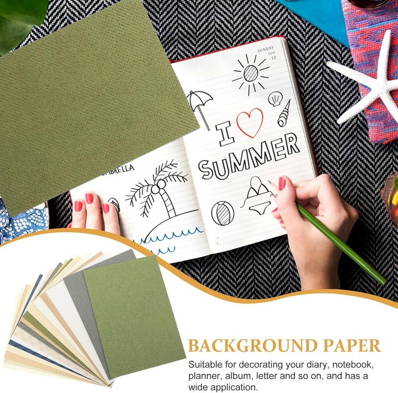 Healeved 23 Sheets Textured Background Paper Set for Scrapbook and DIY Crafting, Vintage Aesthetic Art Paper for Hand Account and Collage Decoration in Mixed Colors - Image 3