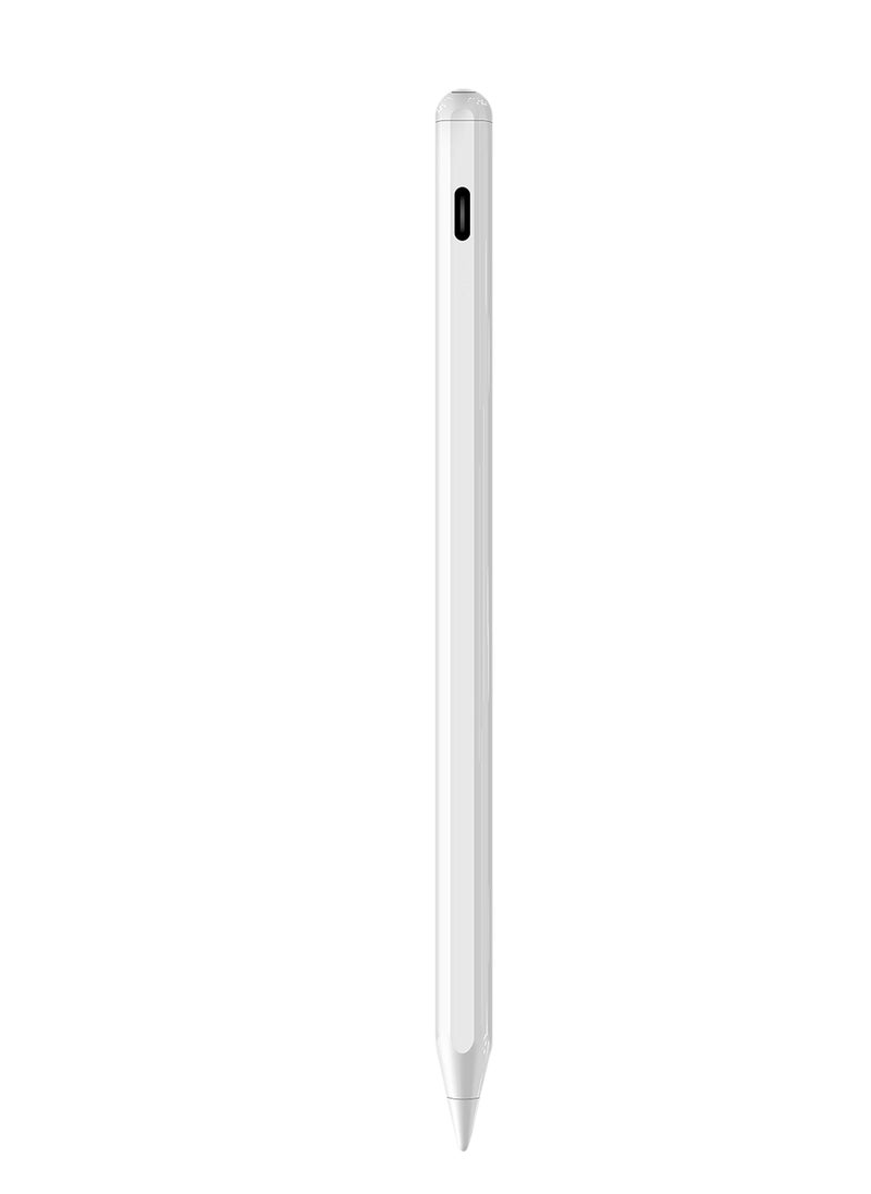 باورولوجي - قلم ذكي لجهاز iPad من Powerology بطرف 1.5 مم / شحن مغناطيسي / خاصية رفض راحة اليد لجهاز iPad / وقت عمل يصل إلى 11 ساعة - أبيض - Image 1