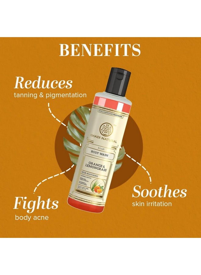 Khadi Natural Herbal Orange & Lemongrass Body Wash| Cleanses And Revives Skin|Shower Gel To Regulate Oil Production| Keeps Skin Blemish Free|Suitable For All Skin Types| 210Ml  - Image 2