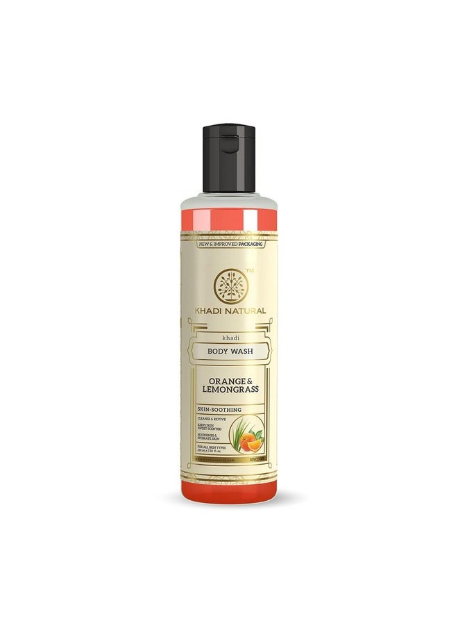 Khadi Natural Herbal Orange & Lemongrass Body Wash| Cleanses And Revives Skin|Shower Gel To Regulate Oil Production| Keeps Skin Blemish Free|Suitable For All Skin Types| 210Ml  - Image 1